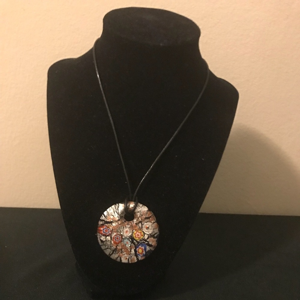 Glass Pendant on Genuine Leather Cording
